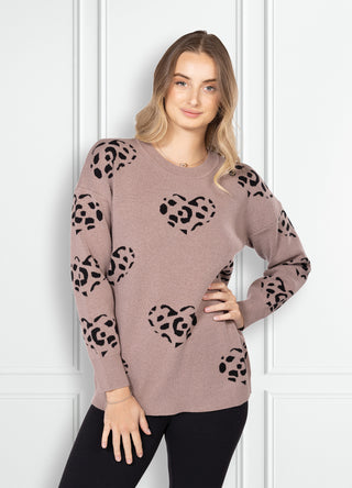 Taupe-color-women-s-knit-sweater-with-animal-heart-pattern