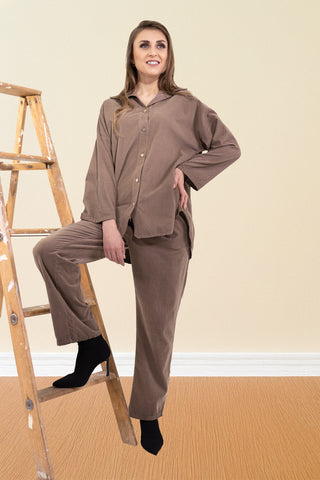 Taupe color women's Button-Down Top