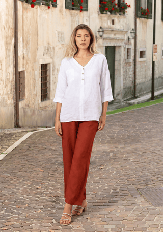 Terracotta Wide Leg Linen Pant