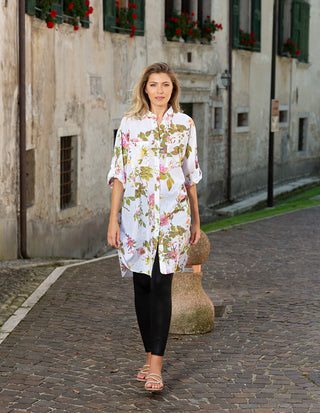 ROSE PRINT LONG BLOUSE