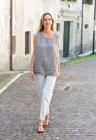 LINEN TANK TOP WITH BUTTON