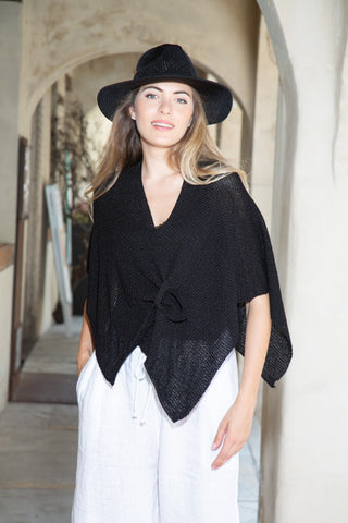 Crochet Asymmetric Cape with Bow Tie