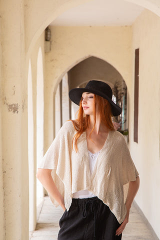 Crochet Asymmetric Cape with Bow Tie