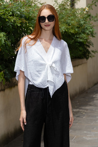 Crochet Asymmetric Cape with Bow Tie