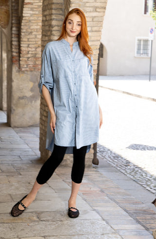Pinstripe Longline Oversized Shirt