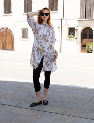 Abstract Ink Splash Print Longline Blouse