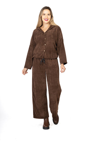 SHORT TOP WITH HOOD – Soft Button-Front Cozy Layer