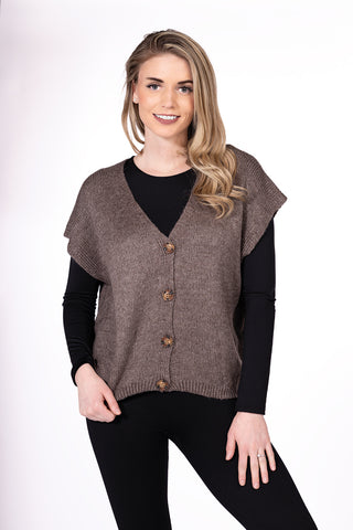 Button Front V-Neck Knit Sweater Vest