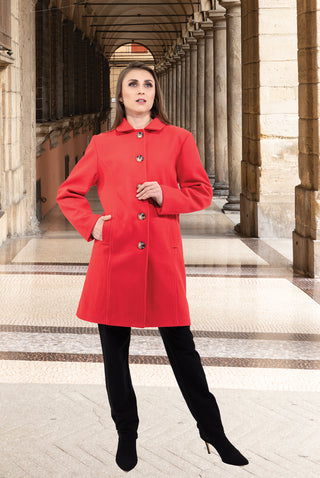 Red color women's jacket with back flip