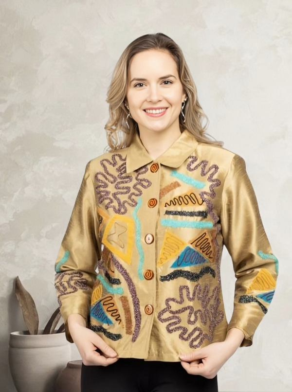 Golden Embroidery Jacket with Beads