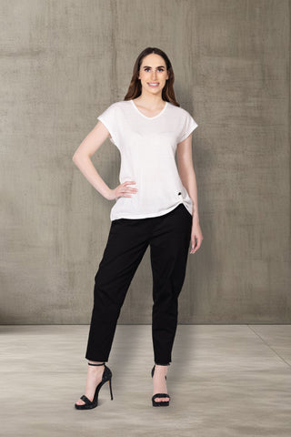 V-Neck Top with Buckle Detail