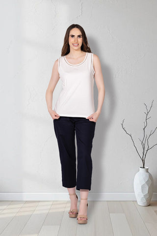 Embroidered Trim Tank Top