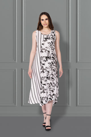 Abstract Print Sleeveless Maxi Dress
