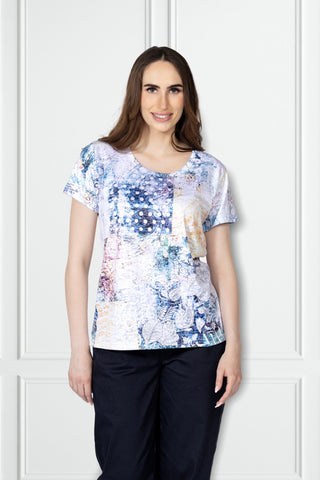 Watercolor Abstract Print Short Sleeve Top