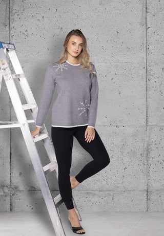 Women’s Knit Sweater with Snowflake Design