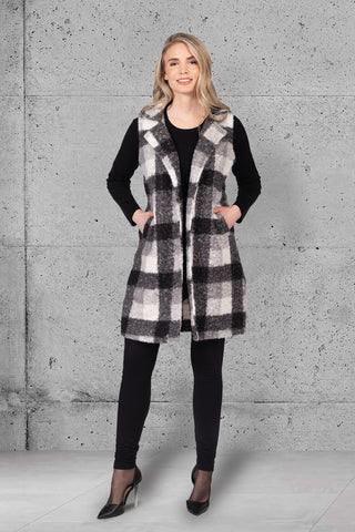 Women's Long Plaid Vest Jacket