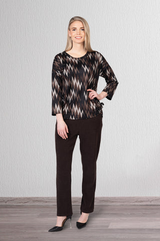 Women’s Zigzag Print Side Knot Top