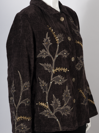 Brown Art Jacket with Beautiful Golden Embroidery