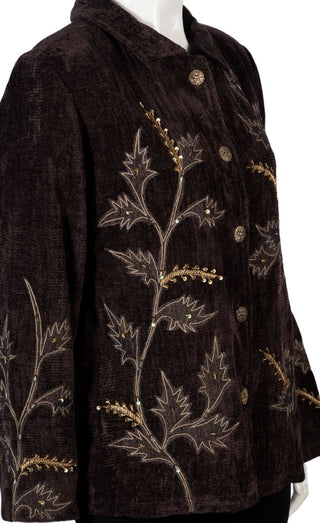 Brown Art Jacket with Beautiful Golden Embroidery